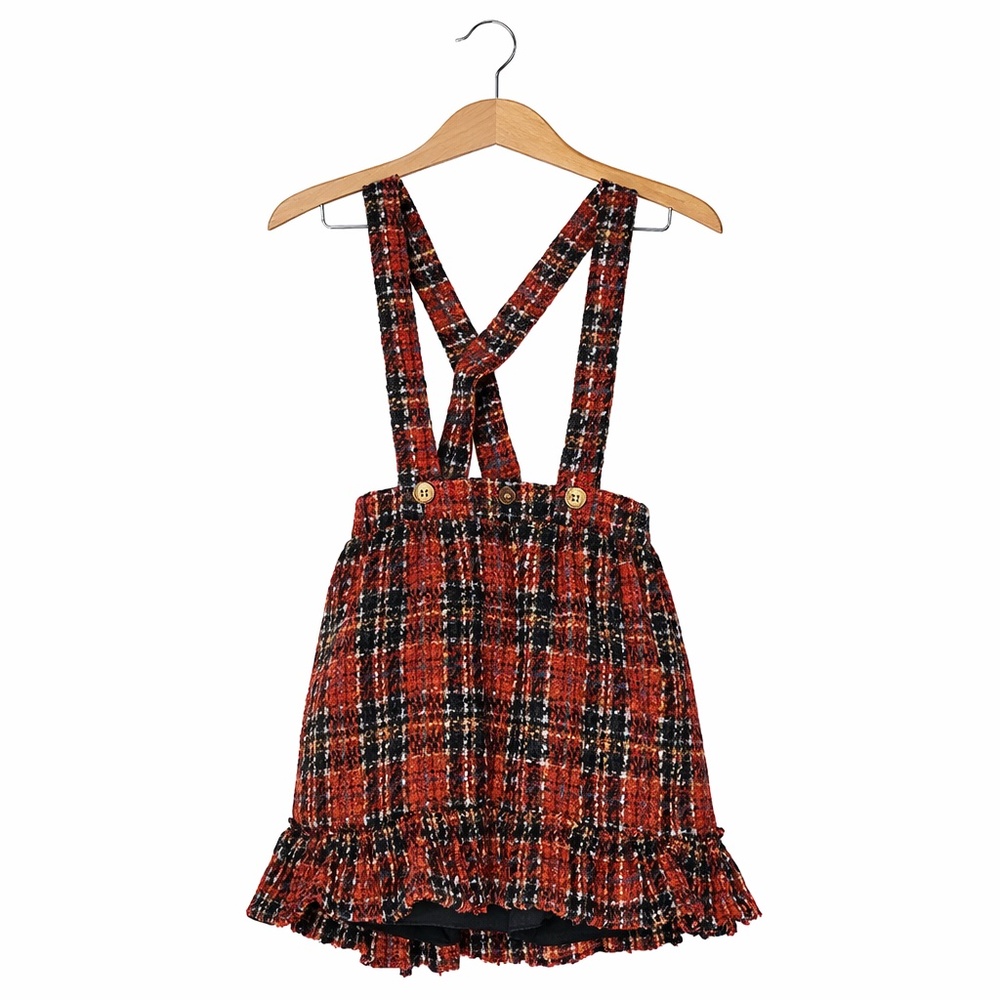 Forever 21 Red & Black Tweed Suspender Skirt. Size 4/5T. Great Condition